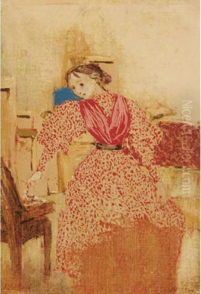 Demoiselle En Rouge Oil Painting by Jean-Edouard Vuillard