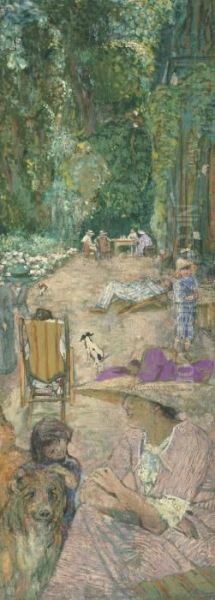 Aux Pavillons A Cricqueboeuf. Devant La Maison Oil Painting by Jean-Edouard Vuillard