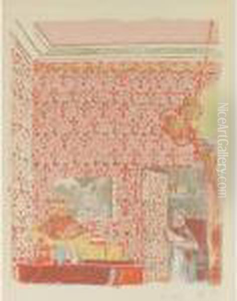 Interieur Aux Tentures Roses (r.-m. 36) Oil Painting by Jean-Edouard Vuillard