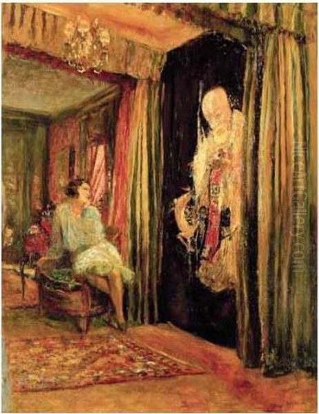 Fridette Faton Et Le Bonze Oil Painting by Jean-Edouard Vuillard