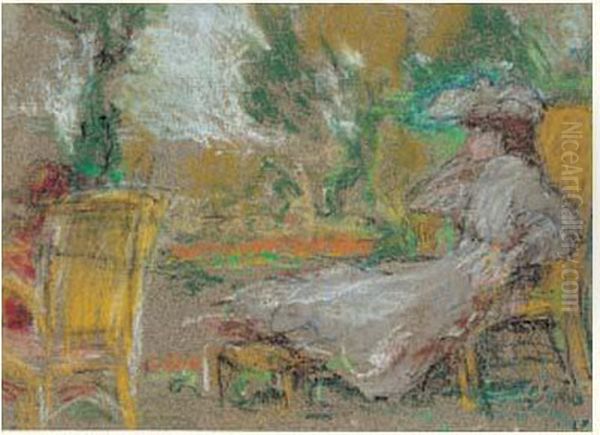 Lucie Hessel Dans Le Pre A Amfreville Oil Painting by Jean-Edouard Vuillard