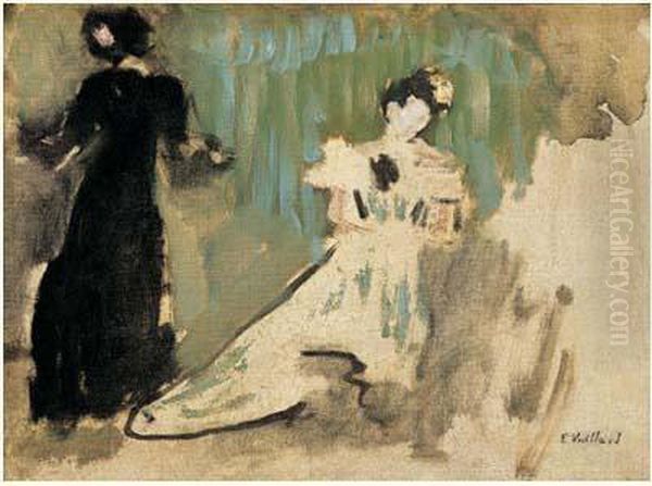 Deux Silhouettes De Femmes, Esquisse, Circa 1899 Oil Painting by Jean-Edouard Vuillard