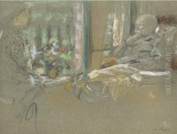 Devant La Fenetre A Vaucresson Oil Painting by Jean-Edouard Vuillard