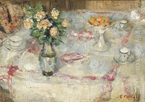 Table Dressee Oil Painting by Jean-Edouard Vuillard