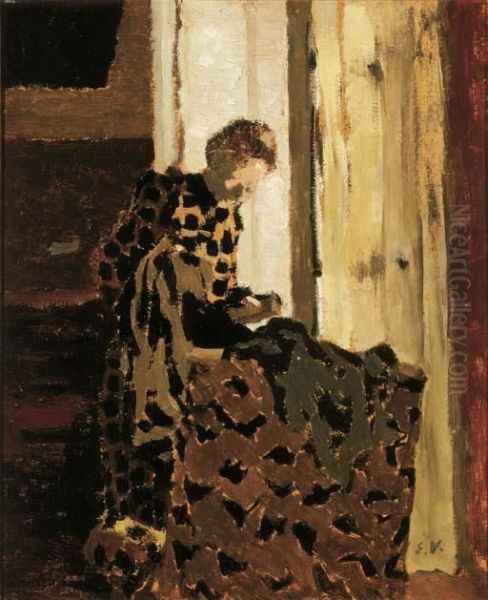 Femme Brossant Un Vetement (femme A La Fenetre) Oil Painting by Jean-Edouard Vuillard