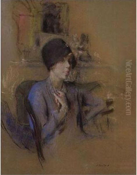 La Dame En Bleu Au Chapeau Cloche Oil Painting by Jean-Edouard Vuillard