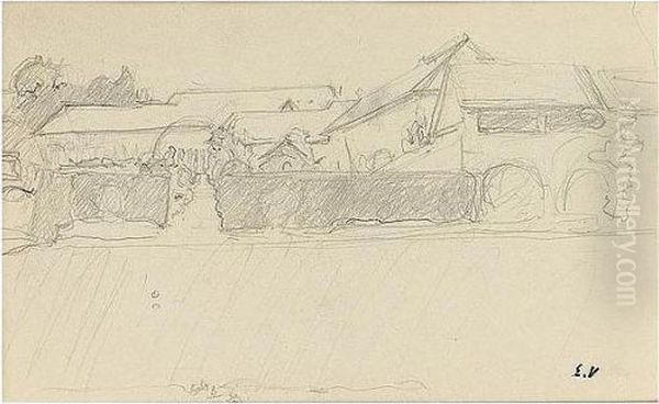 Edouard , -, Communs Du Chateau 
Des Clayes, Stamped With The Initials , Pencil On Paper, 11.1 By 18 Cm.,
 4 3/8 By 7 In Oil Painting by Jean-Edouard Vuillard