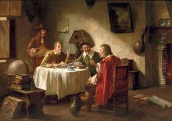 Smalltalk Oil Painting by Fritz Wagner