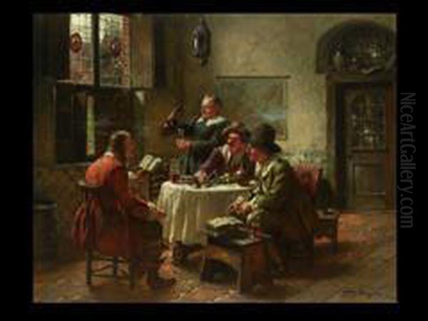 Stammtisch Oil Painting by Fritz Wagner