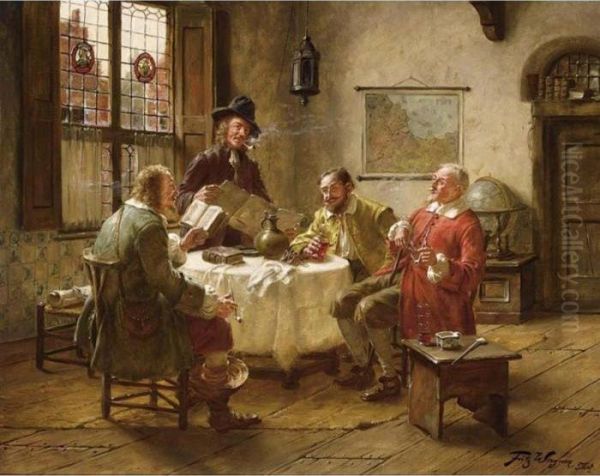 Amusing Stories Oil Painting by Fritz Wagner