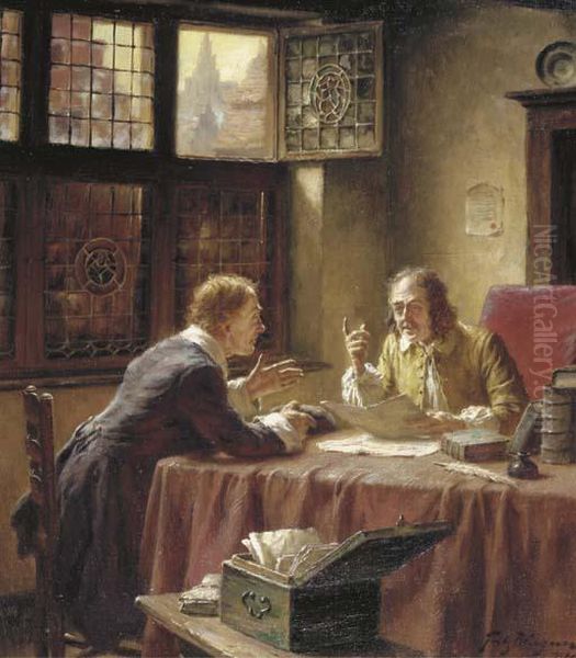 Two Gentlemen Discussing Business by Fritz Wagner