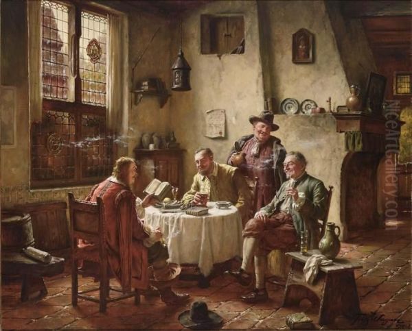 Amusing Stories Oil Painting by Fritz Wagner