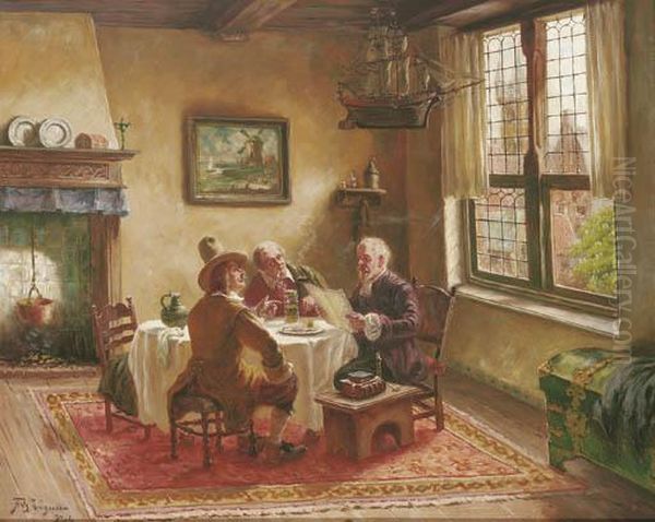 The Important Plan Oil Painting by Fritz Wagner