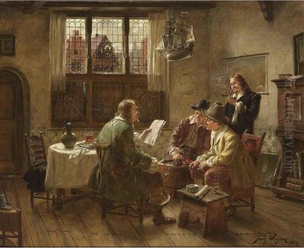 The Contract Oil Painting by Fritz Wagner