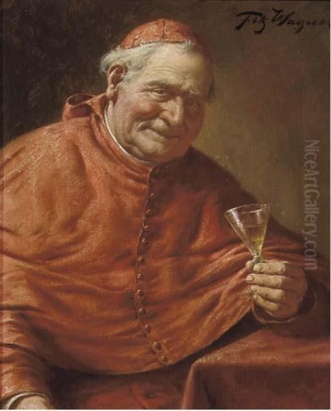 Cardinal Sampling The Wine Oil Painting by Fritz Wagner