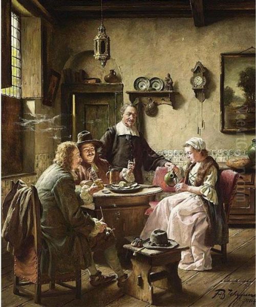 An Interesting Story Oil Painting by Fritz Wagner