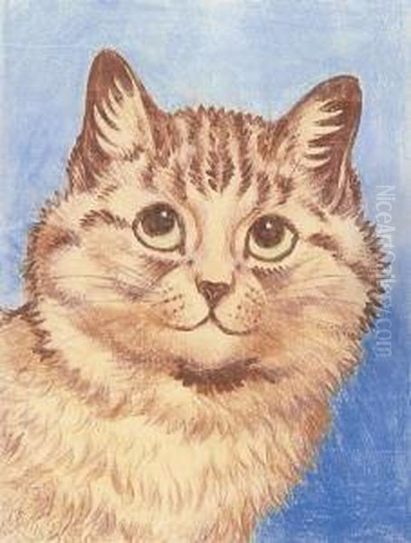 Thoughtful Orange Cat Oil Painting by Louis William Wain