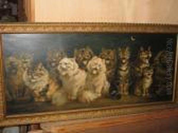 Cats Chorus By Moonlight Oil Painting by Louis William Wain