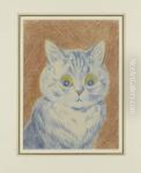 Blue Cat Oil Painting by Louis William Wain