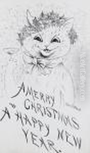 Merry Christmas Cat by Louis William Wain