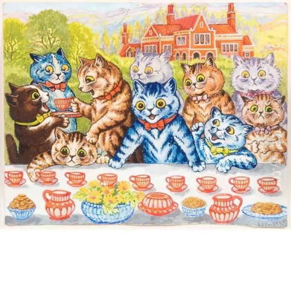 The Cats Teaparty Oil Painting by Louis William Wain