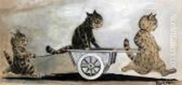 The Wheelbarrow Oil Painting by Louis William Wain