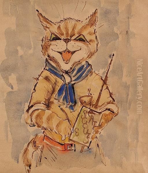 Cat Scouts Oil Painting by Louis William Wain