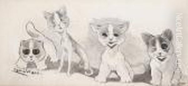 Surprise And Delight Oil Painting by Louis William Wain