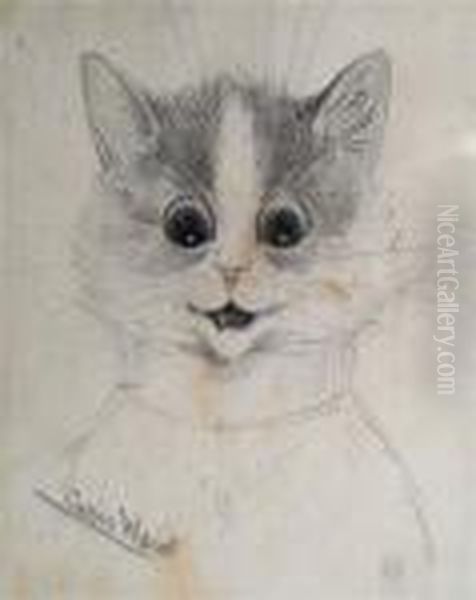 A Study Of A Cat Oil Painting by Louis William Wain