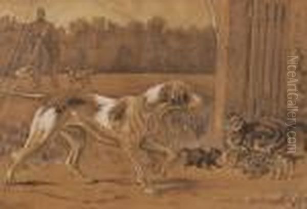 Hounds And Cats Oil Painting by Louis William Wain