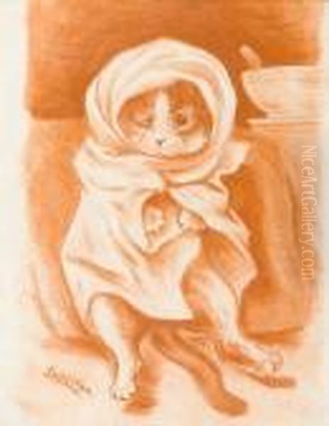 Peter In A Blanket Oil Painting by Louis William Wain