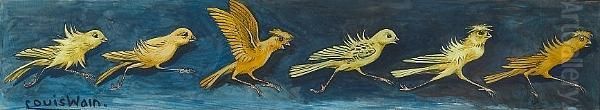 Racing Canaries Oil Painting by Louis William Wain