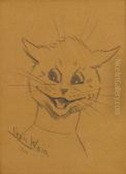 A Suprised Cat Oil Painting by Louis William Wain