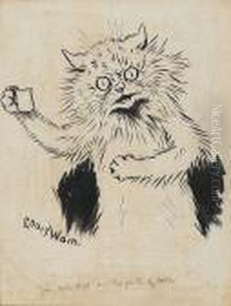 You Call That A Ha'penth Of Milk? Oil Painting by Louis William Wain