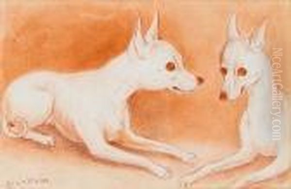 Dogs Oil Painting by Louis William Wain