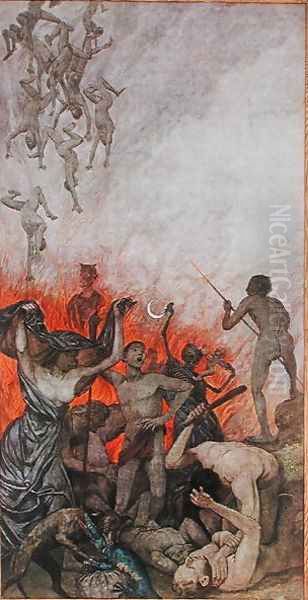 Hell, illustration from Festkalender published in Leipzig c.1910 Oil Painting by Hans Thoma