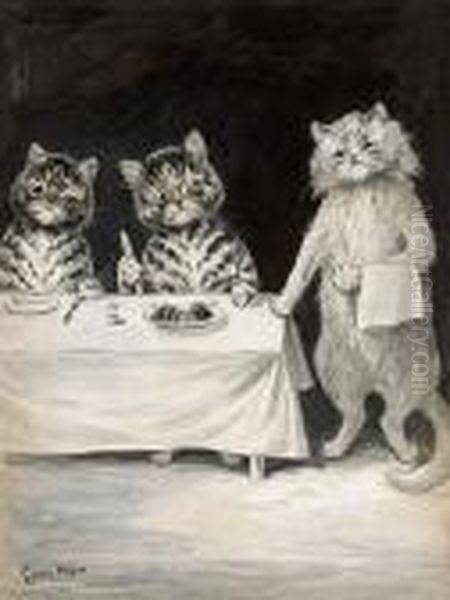 The Waiter Oil Painting by Louis William Wain