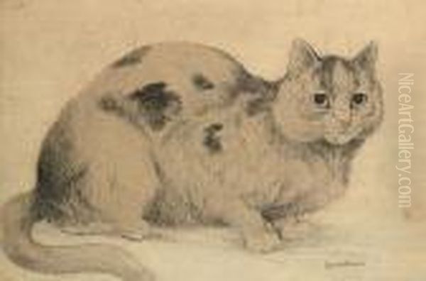 Fat Cat Oil Painting by Louis William Wain