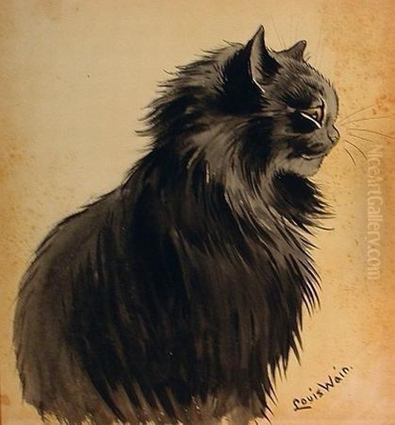 Profile Of A Cat Oil Painting by Louis William Wain