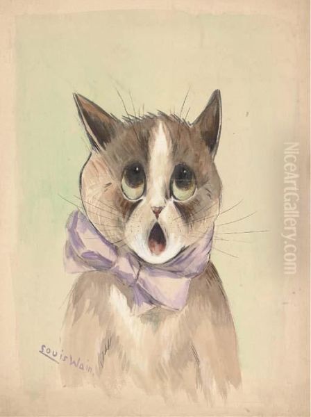 The Carol Singer Cat Oil Painting by Louis William Wain