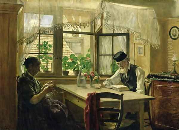 A Peaceful Sunday, 1876 Oil Painting by Hans Thoma