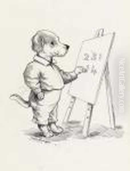 Dog Mathematician Oil Painting by Louis William Wain