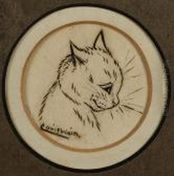 A Contented Cat Oil Painting by Louis William Wain