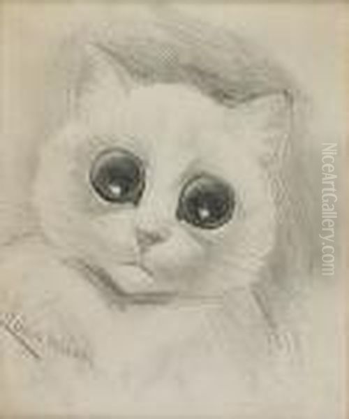 Starry Eyed Cat Oil Painting by Louis William Wain