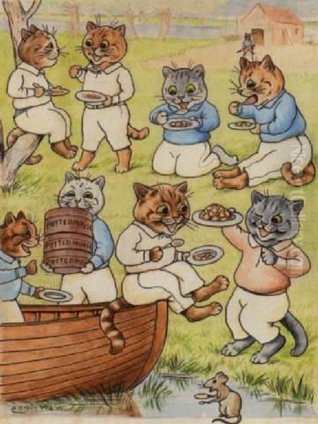 The Cats' Picnic Oil Painting by Louis William Wain