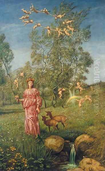 Allegory of Springtime (Fruhlingsmarchen) Oil Painting by Hans Thoma