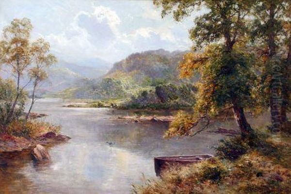 Lakeland Scene With Anglers On Riverbank Oil Painting by Ernst Walbourn