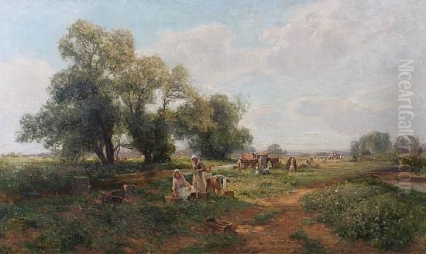 Gathering Field Peas Oil Painting by Ernst Walbourn