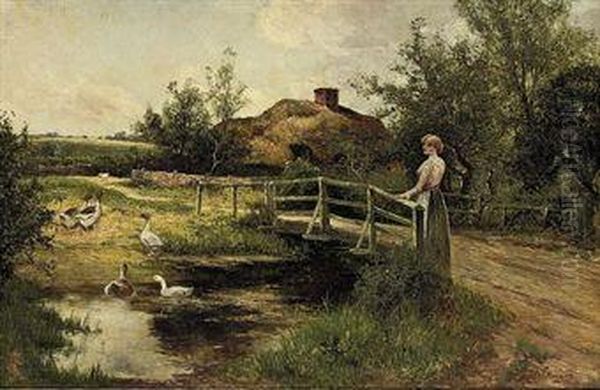 By The Duck Pond Oil Painting by Ernst Walbourn