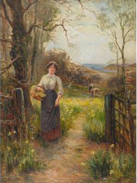 Gathering Daffodils Oil Painting by Ernst Walbourn